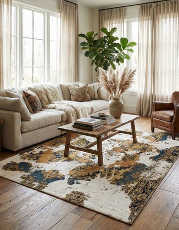 5' 5 x 6' 2 Hand Knotted Ultra Vintage Persian Wool Square Rug