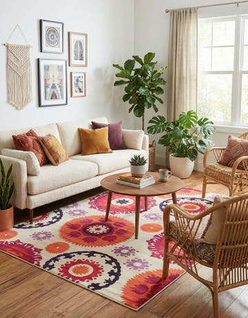 Beige Washable Hyacinth Rug