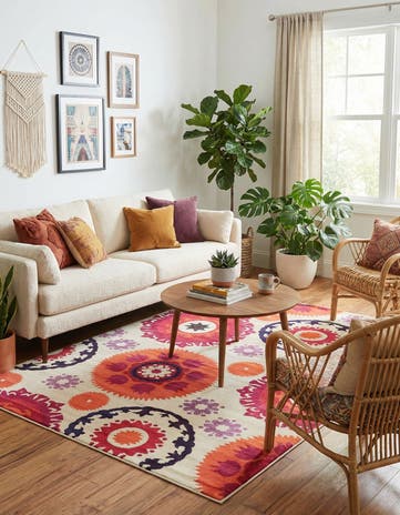 Beige Washable Hyacinth Rug