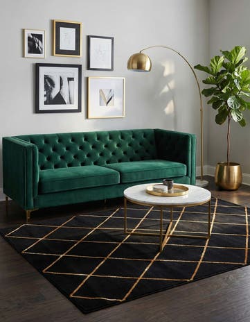 Black and Gold Vogue Geo Rug