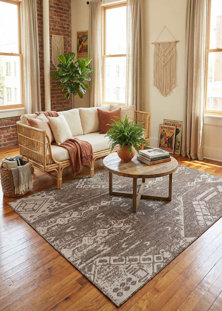 6' x 9' Easy-Clean Bohemian Indoor / Outdoor Rug
