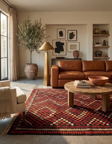 5' x 8' 7 Hand Woven Kilim Fars Wool Rug