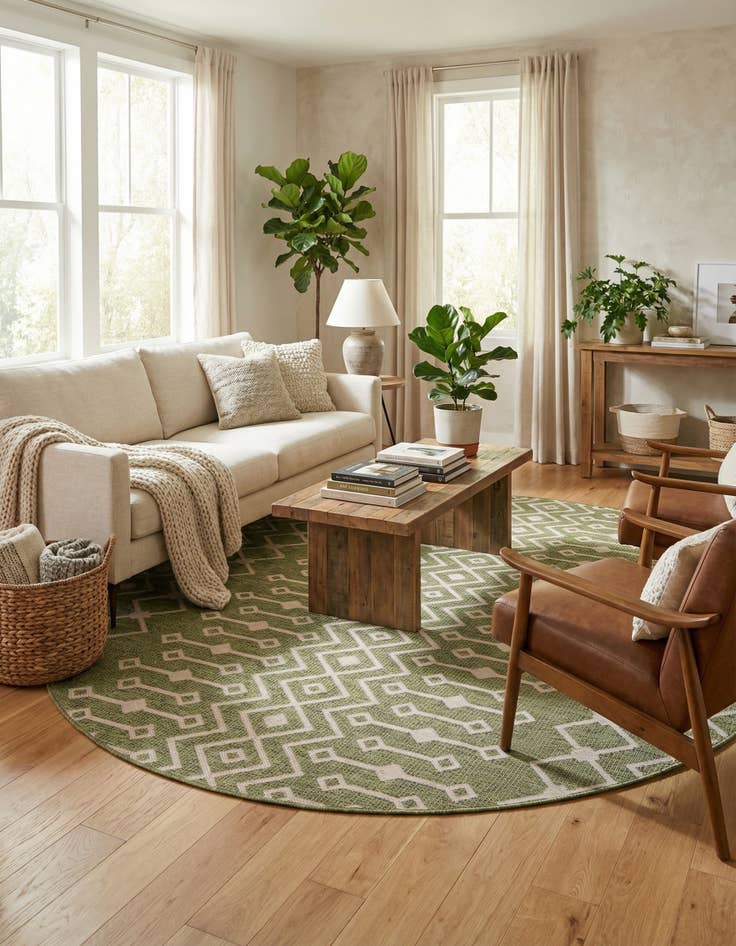 Detail image of 10' 8 x 10' 8 Easy-Clean Lattice Indoor / Outdoor Round Rug