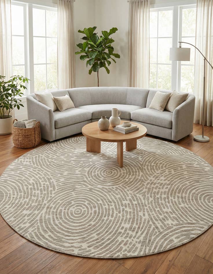 Detail image of  10' x 10'  Washable Modern Indoor / Outdoor Round Rug