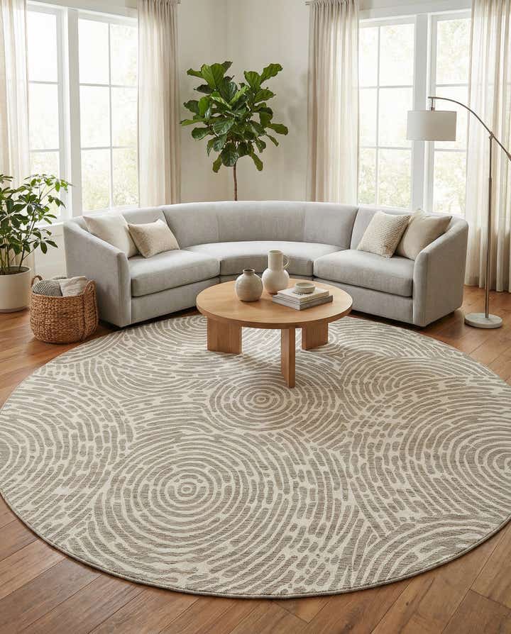 10' x 10' Easy-Clean Modern Indoor / Outdoor Round Rug
