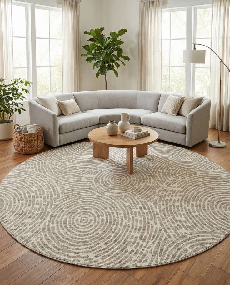 Detail image of 10' x 10' Easy-Clean Modern Indoor / Outdoor Round Rug
