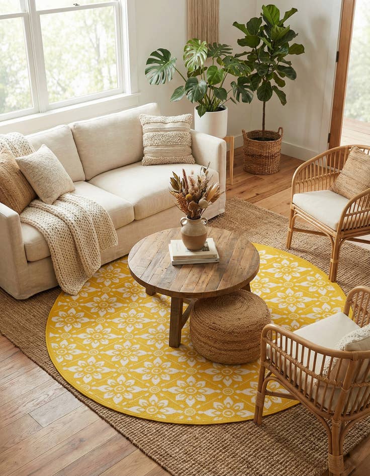 Detail image of 6' x 6' Easy-Clean Trellis Indoor / Outdoor Round Rug