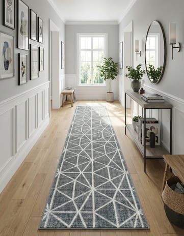 Gray Lattice Trellis Runner Rug