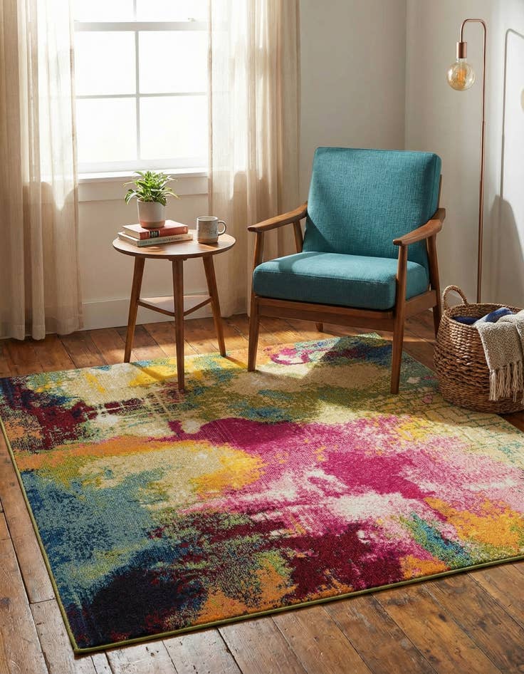 Detail image of  5' 3 x 5' 3  Washable Hyacinth Square Rug