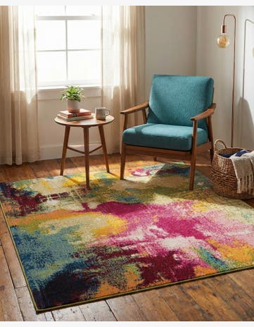 Washable Hyacinth Square Rug