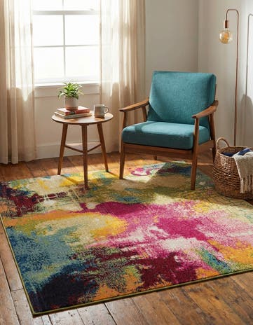 Washable Hyacinth Square Rug