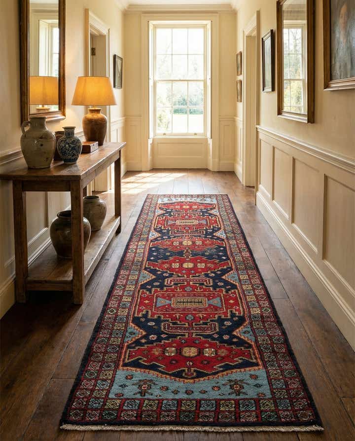 2' 2 x 7' 2 Hand Knotted Hamedan Persian Wool Runner Rug