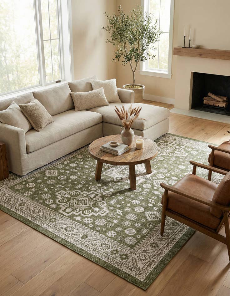 Detail image of 10' x 13'  Washable Aztec Indoor / Outdoor Rug