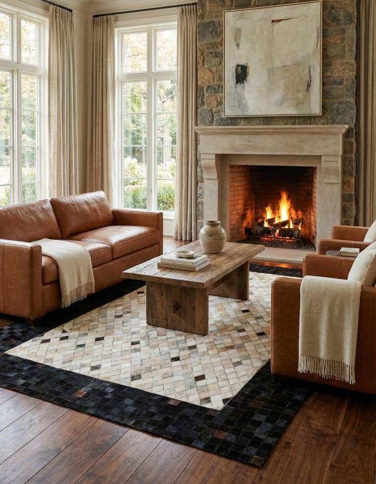 Detail image of 5' x 8' Cowhide Leather Rug