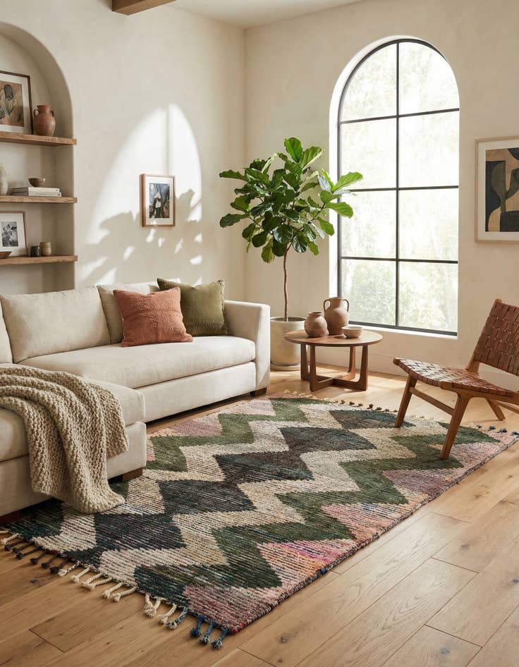 Detail image of 5' 7 x 8' Hand Knotted Moroccan Wool Rug