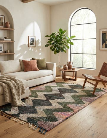 5' 7 x 8' Hand Knotted Moroccan Wool Rug