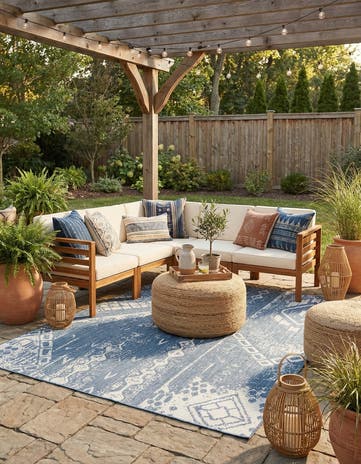 9' x 12' Easy-Clean Bohemian Indoor / Outdoor Rug