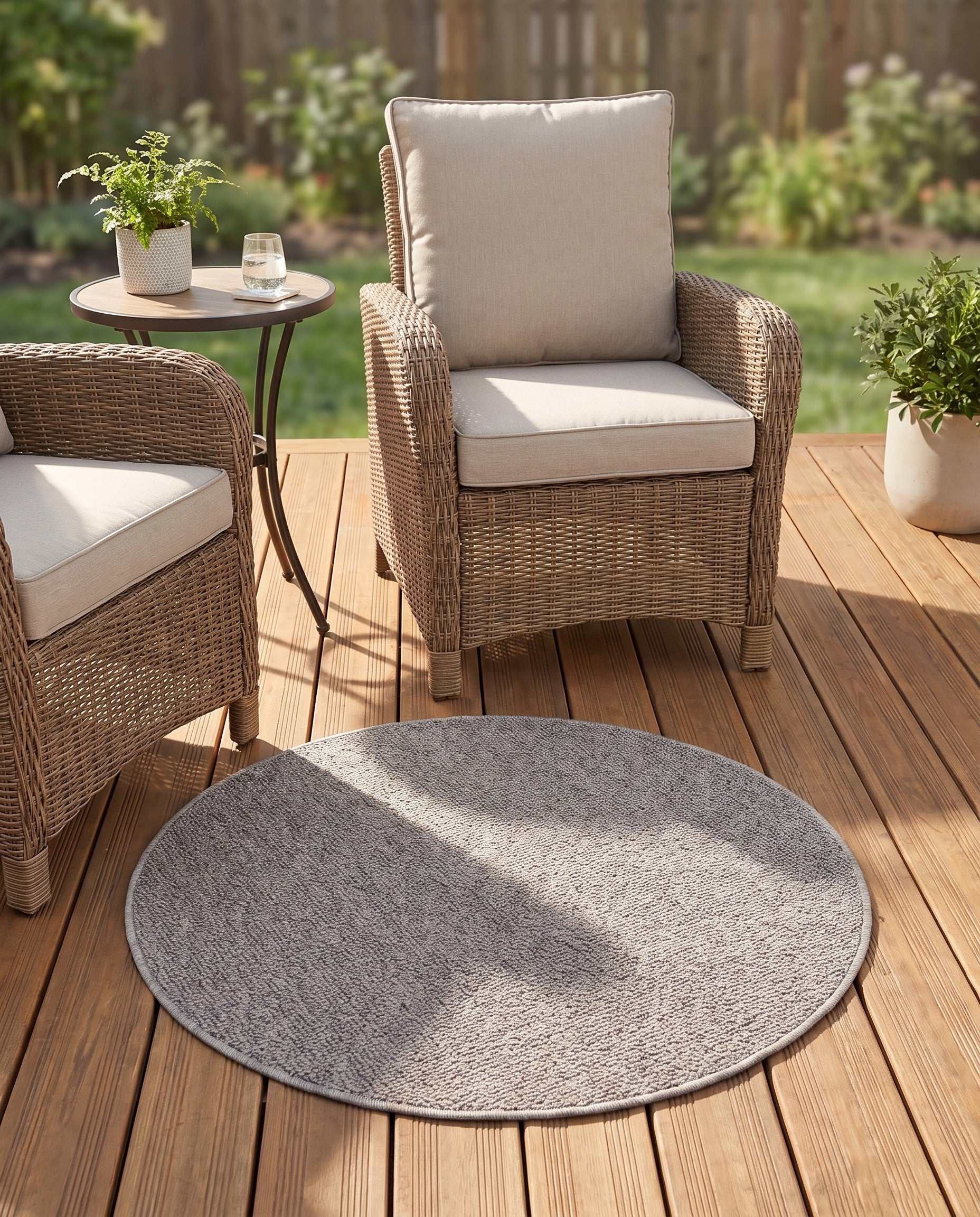 3' 1 x 3' 1 Easy-Clean Solid Indoor / Outdoor Round Rug