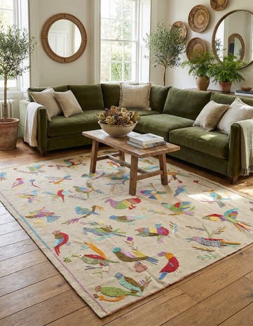 5' 6 x 6' 6 Hand Woven Kilim Suzani Wool Square Rug
