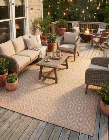 9' x 12' Easy-Clean Trellis Textured Indoor / Outdoor Rug