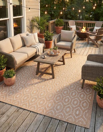 9' x 12' Easy-Clean Trellis Textured Indoor / Outdoor Rug