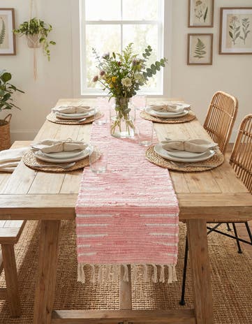 1' 2 x 8' Hand Woven Chindi Cotton Table Runner Rug