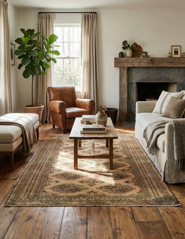 Detail image of 3' 4 x 4' 6  Hand Knotted Ultra Vintage Persian Wool Rug