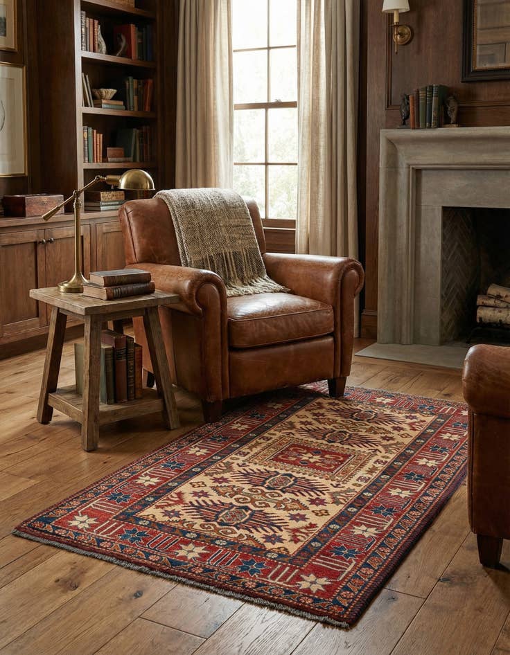 Detail image of  3' 4 x 5' 5  Hand Knotted Kazak Wool Rug