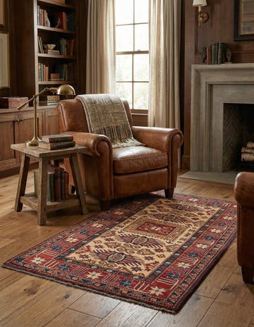 3' 4 x 5' 5 Hand Knotted Kazak Wool Rug