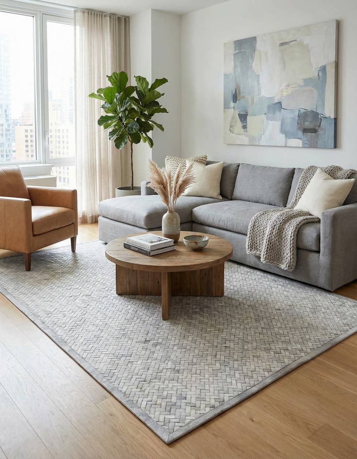 Detail image of 4' x 6' Cowhide Leather Rug