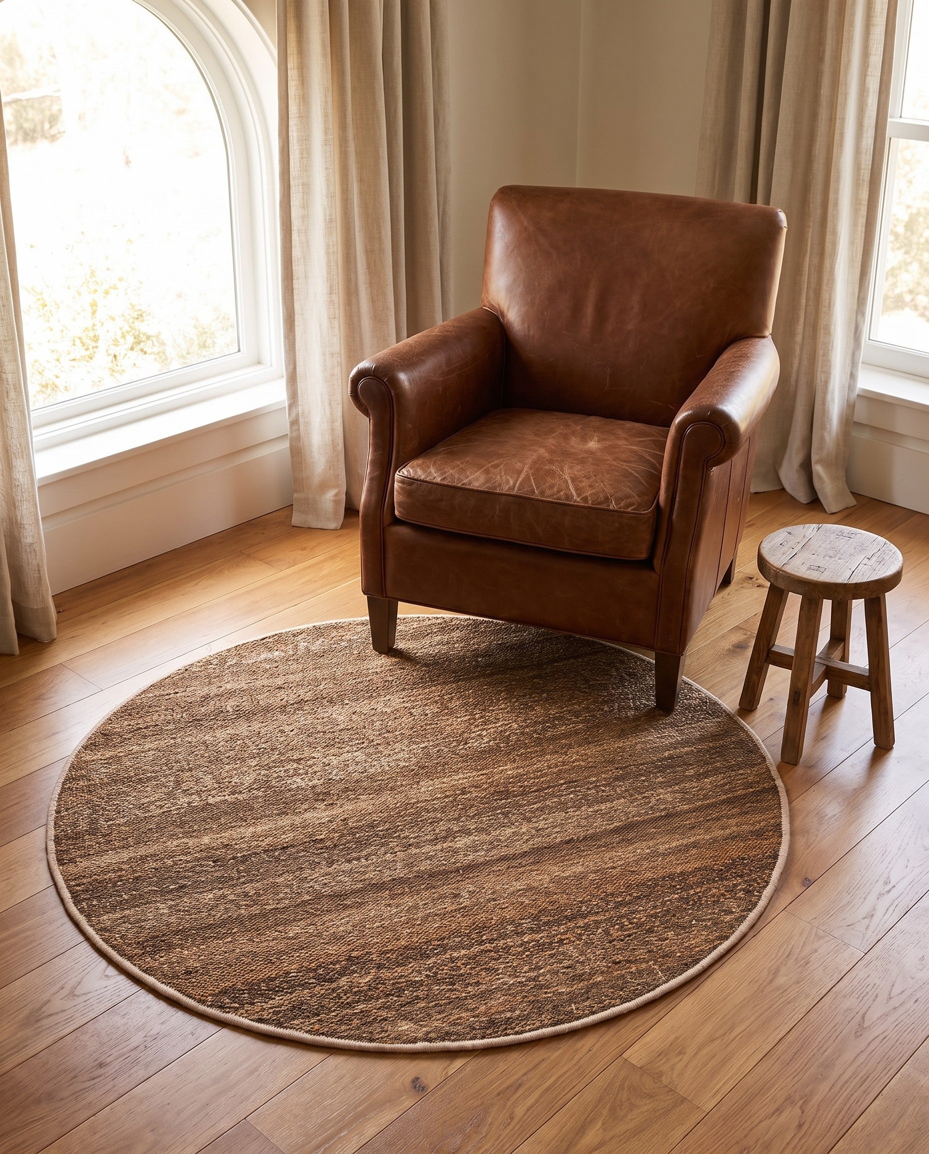 4' 1 x 4' 1 Hand Woven Palm Beach Jute Round Rug