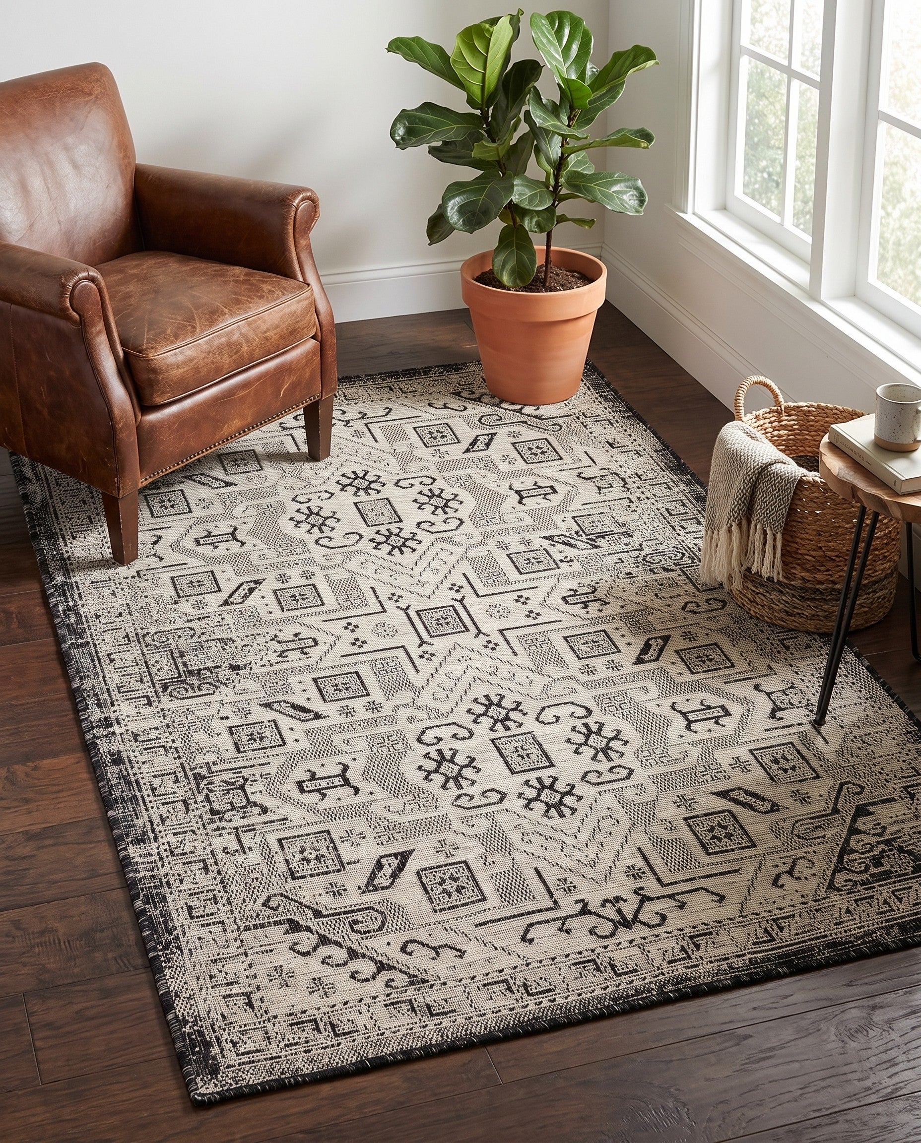4' x 6' Easy-Clean Aztec Indoor / Outdoor Rug