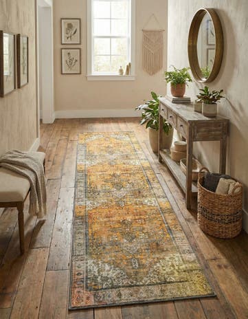 Yellow Washable Timeless Runner Rug