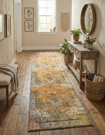 Yellow Washable Timeless Runner Rug
