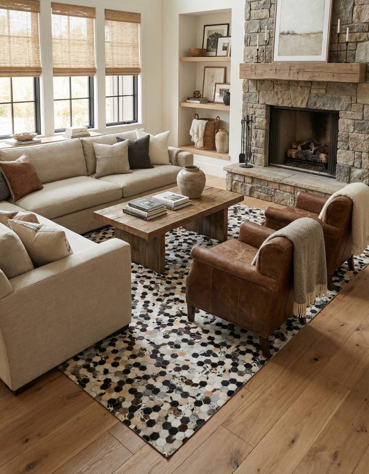 Detail image of 8' x 10' Cowhide Leather Rug