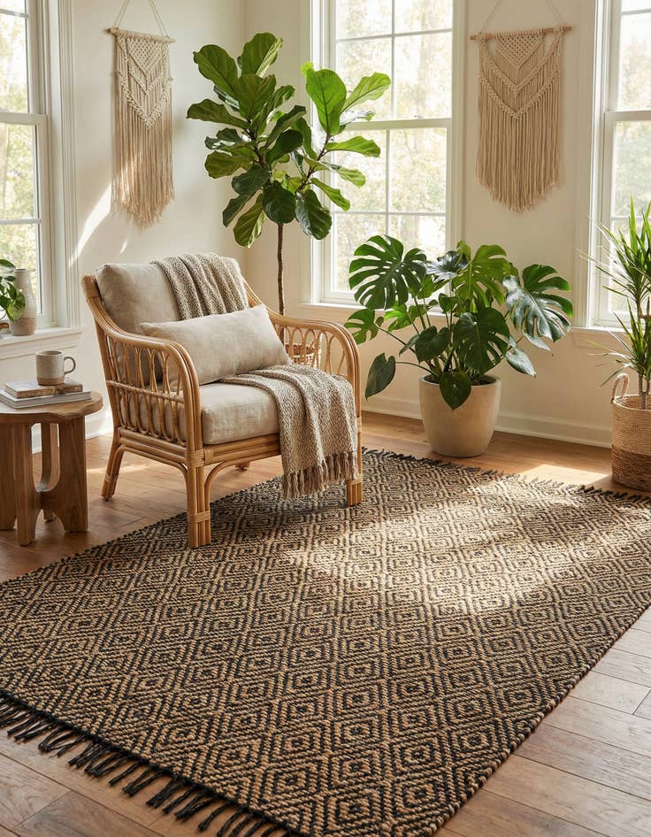 Detail image of  5' 1 x 8'  Hand Woven Braided Jute Rug