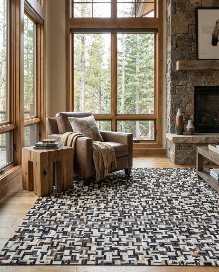 Detail image of 8' x 10' Cowhide Leather Rug
