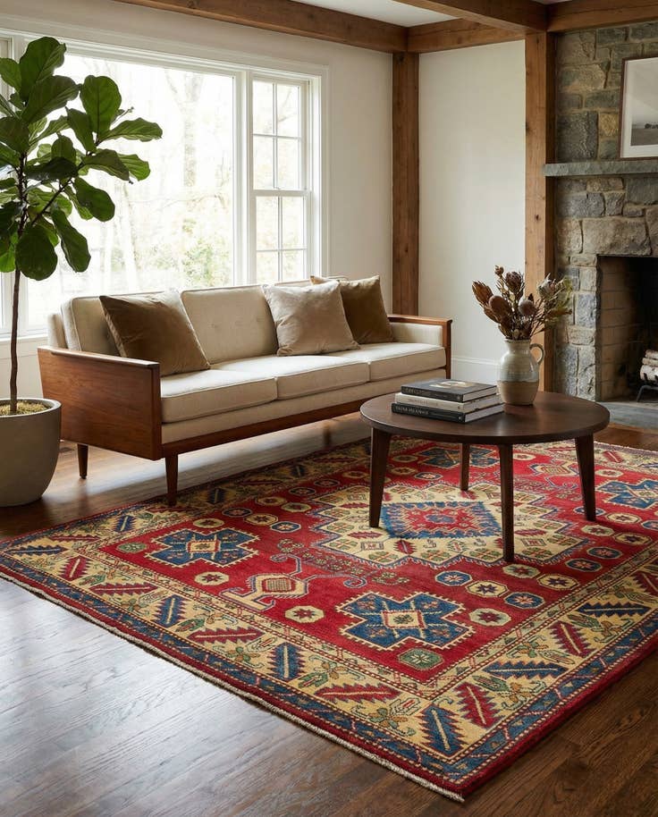 Detail image of 5' 2 x 7' Hand Knotted Kazak Rug