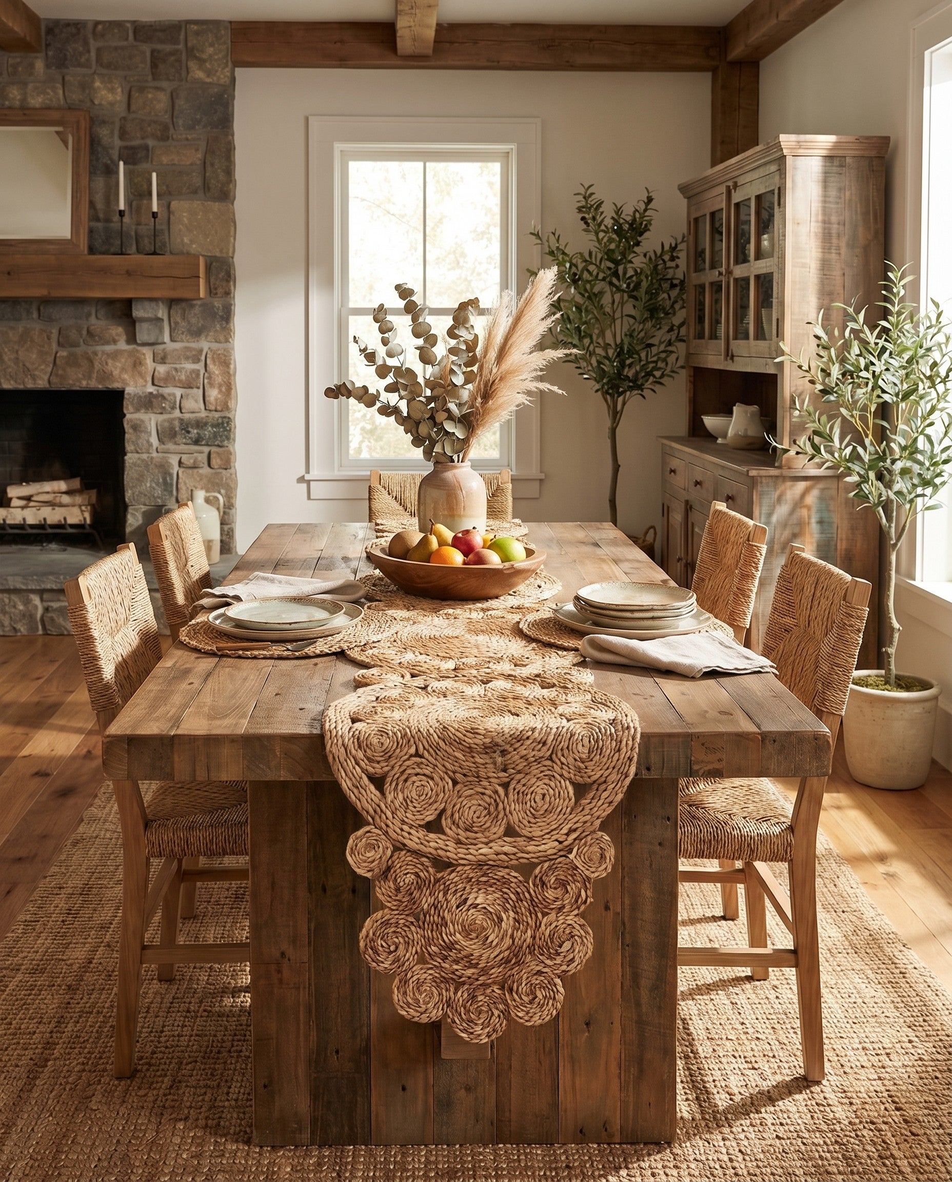 1' 4 x 4' 1 Handmade Braided Jute Table Runner Rug