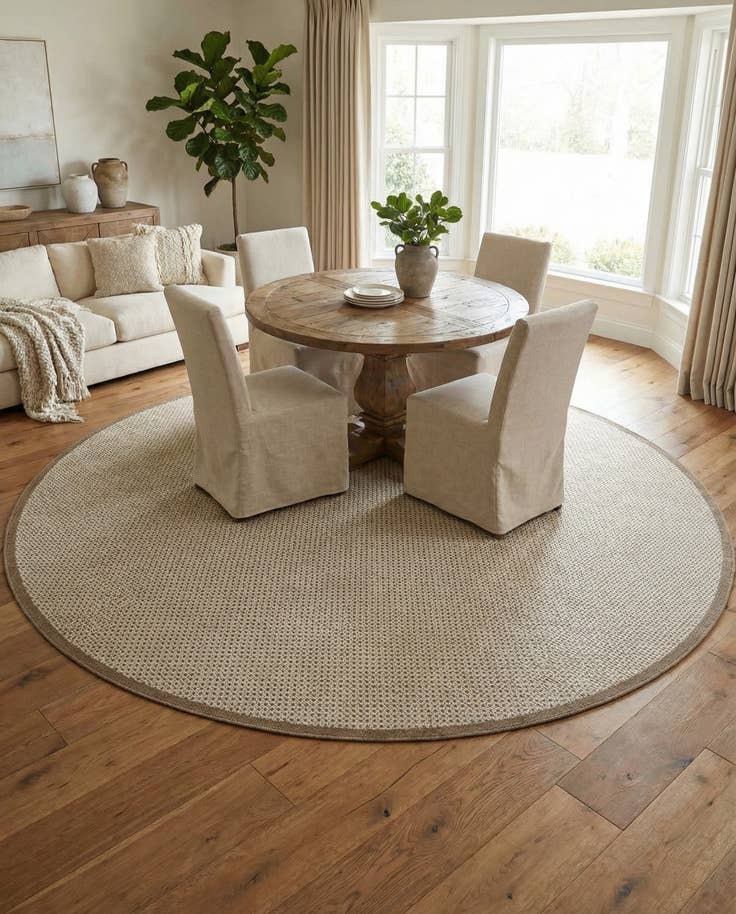 Detail image of 7' 10 x 7' 10 Easy-Clean Border Indoor / Outdoor Round Rug