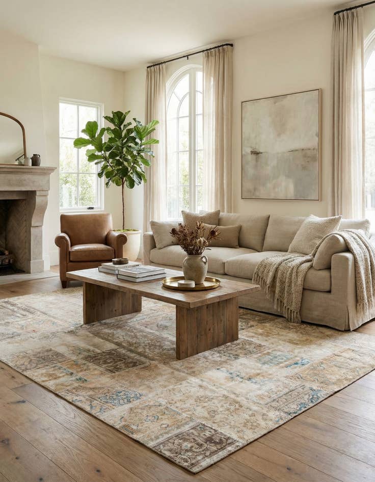 Detail image of  6' 8 x 10'  Hand Knotted Ultra Vintage Persian Wool Rug