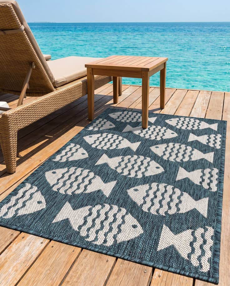 Detail image of 2' x 3' Easy-Clean Coastal Indoor / Outdoor Rug