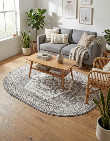 Gray Oxford Oval Rug