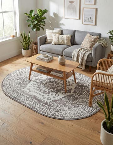 Gray Oxford Oval Rug