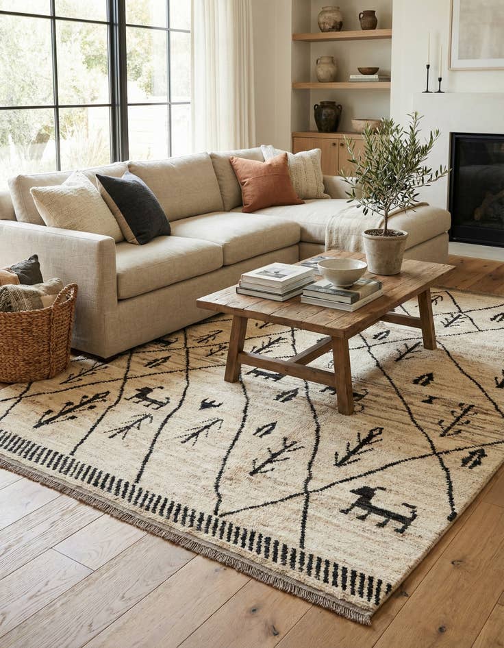 Detail image of  6' 9 x 9' 11  Hand Knotted Moroccan Wool Rug