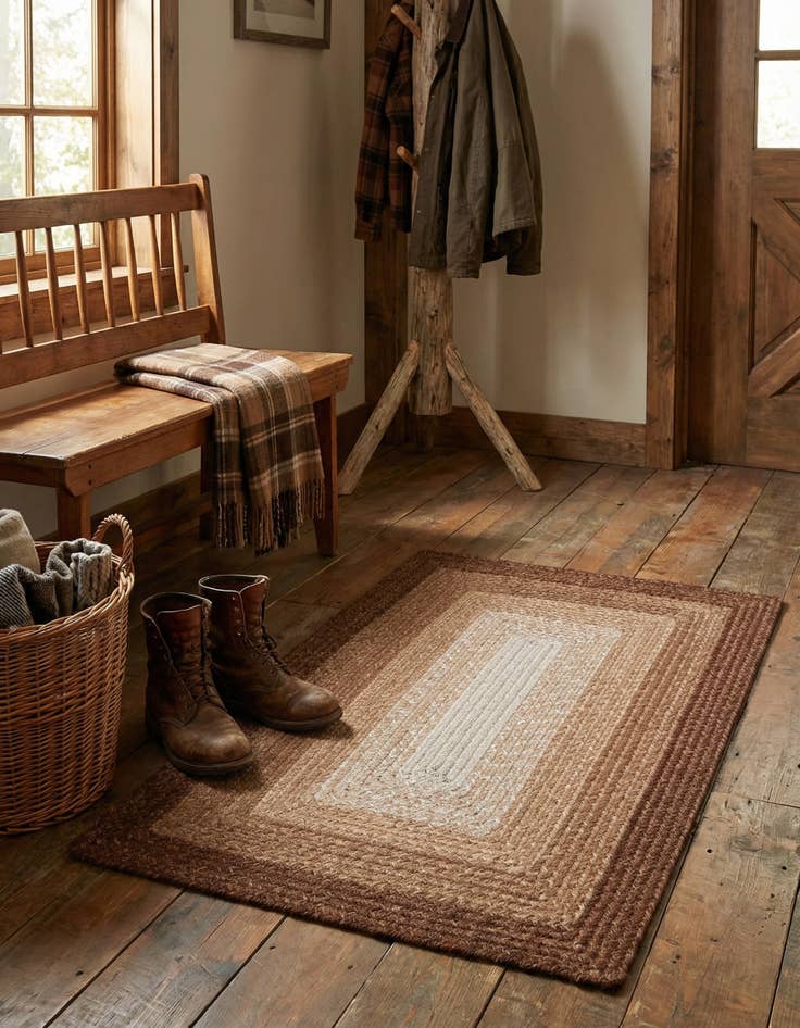 Detail image of 2' x 3' 1  Hand Hand Braided Wool Rug