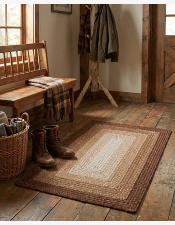 Brown Handmade Hand Braided Wool Rug