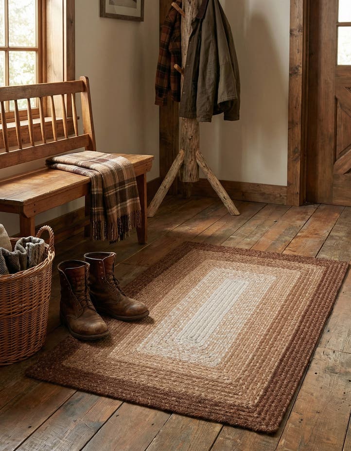 2' x 3' 1 Handmade Hand Braided Wool Rug