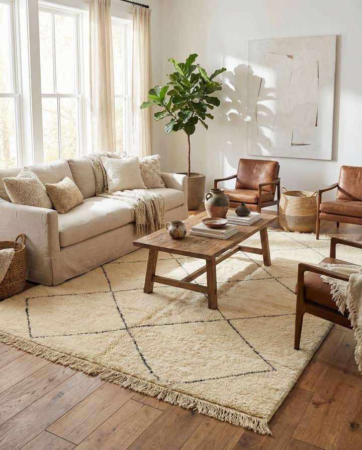 7' 1 x 9' 3 Hand Knotted Moroccan Wool Rug