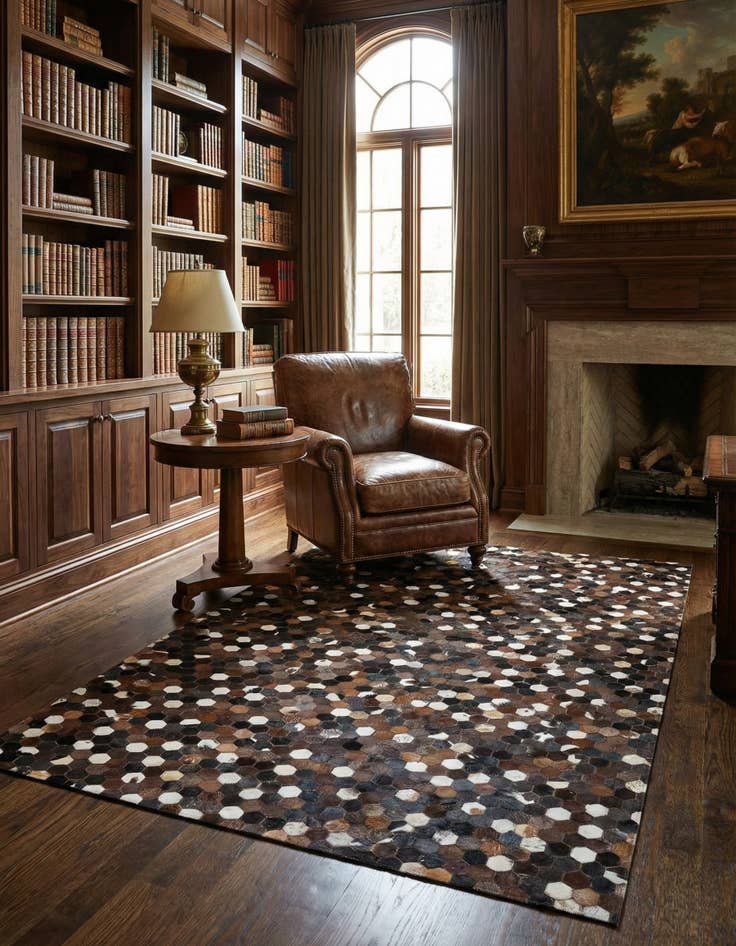 Detail image of 5' 1 x 8' 1 Cowhide Leather Rug